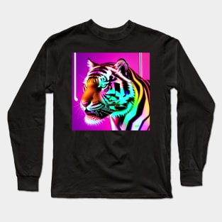 Trippy Psychedelic Neon Tigers 17 Long Sleeve T-Shirt